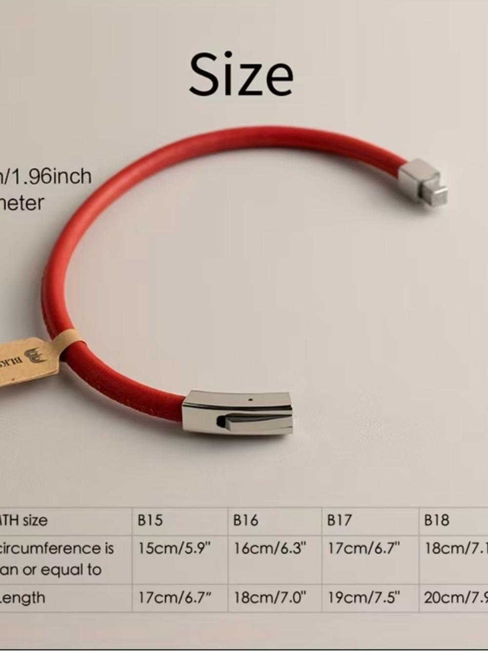 BLKSMTH. Unisex. Red Leather Bracelet with Silver Clasp - Picture 3 of 7